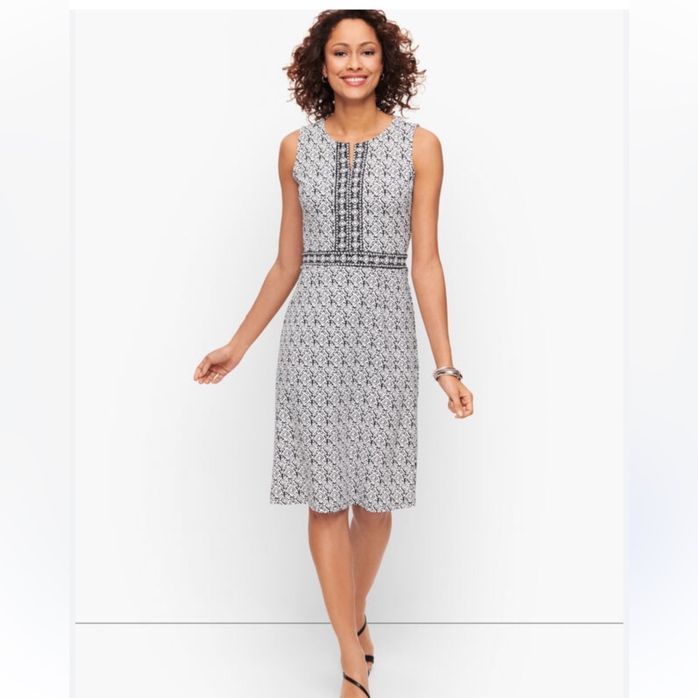 Talbots Black and White Sheath Midi Dress